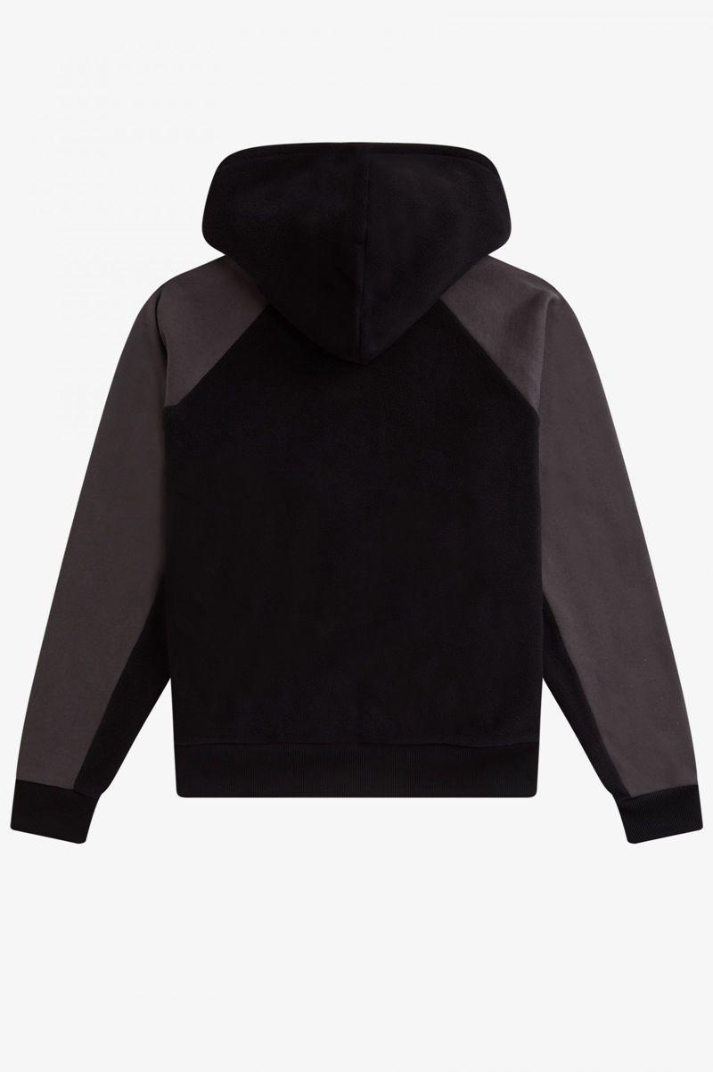 Black Fred Perry Panelled Hooded Women's Sweatshirts | PH 2008EBCX